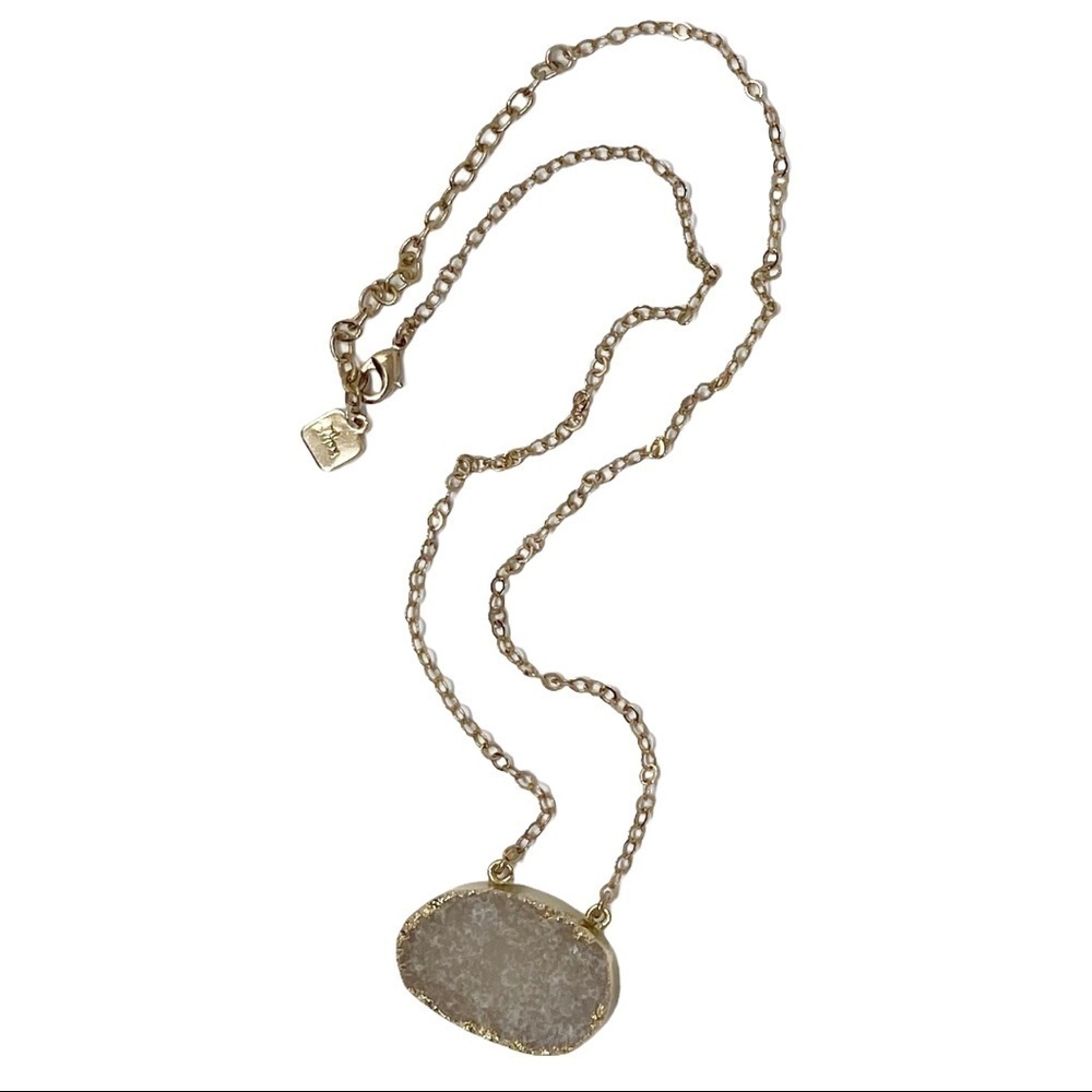 Max & Zoe White Druzy Crystal Gold Tone Necklace